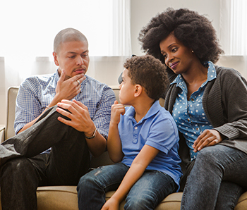 Parents talking to child